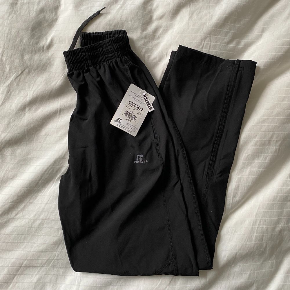 NWT - Russel Athletic Men's Polyester Stretch Black Pants - Small